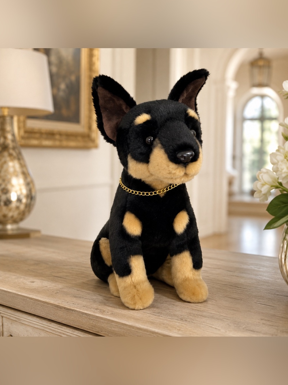 Realistic Doberman Dog Stuffed Animal Plush Toy, Animal Plushies, 11in